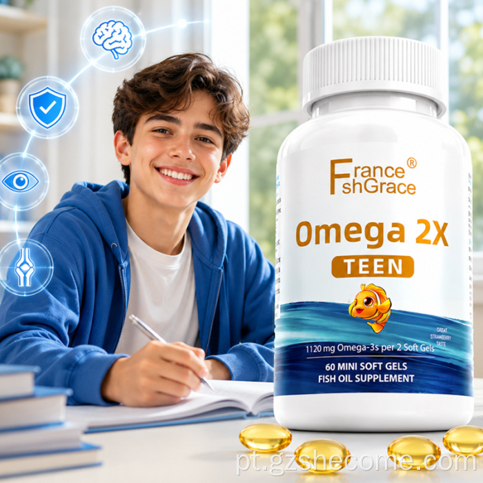 Shecome Omega 2X Óleo de Peixe Softgels Coração Cérebro